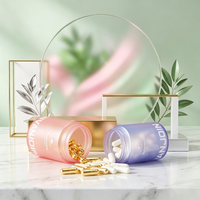 Bouteille en verre vide personnalisée de 120 ml, 150 ml, 180 ml, bleue, rose, ronde, pour pilules, capsules médicales, suppléments vitaminiques, bouteilles vides pour compléments nutritionnels