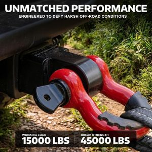 Attelage de récupération robuste Autobots Shackle Hitch 2 pouces, rouge et noir, capacité maximale 45000 lb, avec manille de 3/4 pouces, compatible avec attelage de 2 pouces - Product Image 5