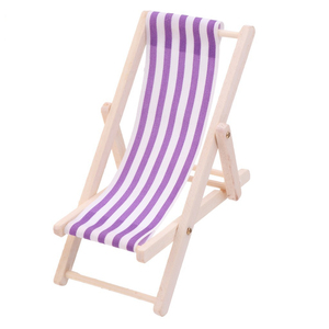 1:12 maison de poupée <span class=keywords><strong>Mini</strong></span> meubles modèle fini rayé en bois inclinable multicolore chaise de plage - Product Image 4