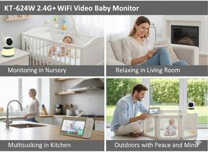 Moniteur pour animaux de compagnie KT-624W avec écran IPS de 5,5 pouces, vidéo 1080p, caméra sans fil pour chien, vision nocturne, audio bidirectionnel, caméra de surveillance pour chiot, longue portée - Product Image 4