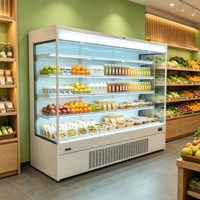 Réfrigérateur commercial sans givre à onduleur, à brancher, pour l'affichage de viandes, légumes et fruits en supermarché