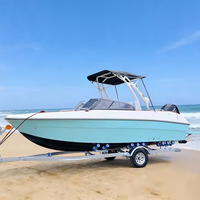 Bateau de sport en fibre de verre de 6,2 m (20 pieds) pour 6 à 8 personnes, moteur hors-bord 90-200 CV, couleur bleu ciel – Vente chaude directe usine