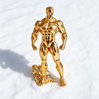 Statue de Culturiste Masculin Doré et Musclé, Sculpture Brillante de Force, Décoration de Bureau, Trophée Cadeau pour les Amateurs de Fitness