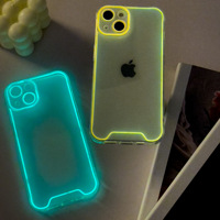 Funda de teléfono luminosa fluorescente con luz nocturna de Color caramelo para iPhone 16 15 14 13 12 11 Pro Max XR XS MAX 7 8 Plus