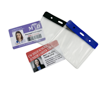 Porte-badge horizontal en vinyle PVC Bestom, barre de couleur, format gouvernemental, pochette pour carte d'identité, porte-badge horizontal en vinyle PVC Bestom, barre de couleur