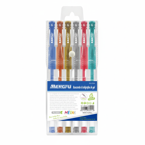 Mengfu M-0166 6 pezzi confortevole scrittura PVC Gel perla penne rosa blu viola verde colori inchiostro con impugnatura triangolare - Product Image 2