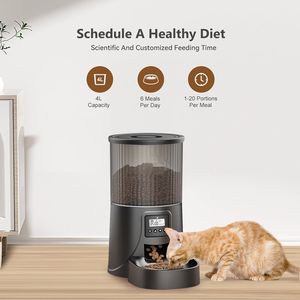Dispensador de Comida para Gatos Temporizado de 4L, Programable de 1 a 6 Comidas para Gatos y Perros Pequeños y Medianos - Comedero Automático para Mascotas - Product Image 1