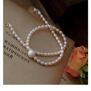 Trendy Charme Sieraden Waterdichte Rijstvorm Natuur Zoetwater Parel Kralen Ketting Sleutelbeen Ketting - Product Image 3