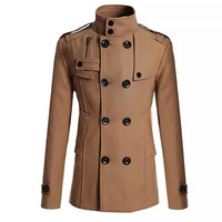 Manteau en laine pour homme, coupe ajustée, mi-long, style trench-coat, vêtement d'extérieur, en stock, très demandé