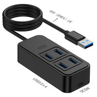 Nieuwe Adapter 5-in-1 Hub USB-C USB3.0*4 Oplaadstation DC5W Type C Hub USB3.0 Lange Kabel Power Remote USB voor Laptop