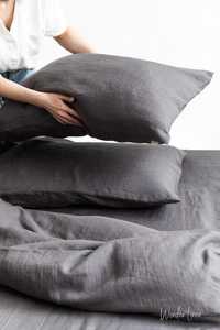 100% <b>Linen</b> OEKO-TEX Certified Shabby Chic Duvet Cover <b>Set</b> 200TC Button Closure Includes King/Queen Size 2 Solid Envelope Pillow - Product Image 4