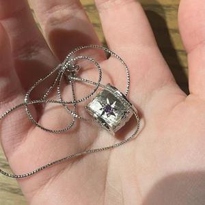 Collier en argent pur S925 avec diamant rose étoilé rond, boucle de route, pour femmes, yeux de chat, petite boule dorée, pendentifs de luxe, charmes - Product Image 1