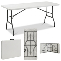 Table pliante légère et durable de 6 pieds en HDPE, design moderne, idéale pour les événements, les hôtels, les villas et les repas en plein air (vente en gros)
