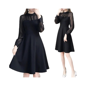 2024 Latest Casual Autumn Women Plus Size Long Sleeve Lace Worsted Anti-Static Dresses - Product Image 4