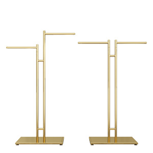 2-Way Floor uomo in piedi negozio di <span class=keywords><strong>abbigliamento</strong></span> femminile appendiabiti, oro alta-bassa asta negozio di vestiti per bambini Stand - Product Image 1