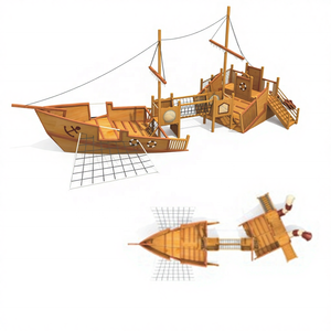 <span class=keywords><strong>KAILANG</strong></span> Bateau pirate en bois pour enfants, équipement de parc d'aventure extérieur, capacité 1000 kg, 8-16 enfants - Product Image 5