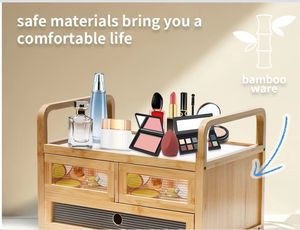 2024 Premium haute qualité luxe bambou cosmétique Collection maquillage bijoux stockage multifonctionnel articles divers organisateur boîte - Product Image 4