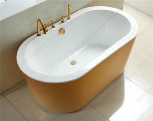 Vasca da Bagno Singola <span class=keywords><strong>in</strong></span> Fibra di Vetro Dorata 1500mm, Prezzo di Fabbrica Olandese, Certificata CE, Vasca Freestanding per Adulti - Product Image 5