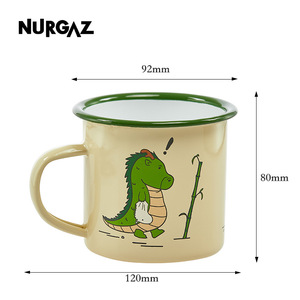 Taza Esmaltada Nurgaz de 270 ml, Diseño de Dragón Estilo Nacional, Taza Metálica Ligera para Camping con Borde Envolvente - Product Image 2
