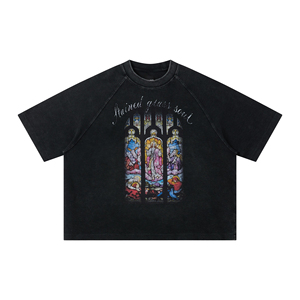 Camiseta OEM con Estampado Digital, Corte Holgado, Manga Raglán, Lavado Vintage - Product Image 4