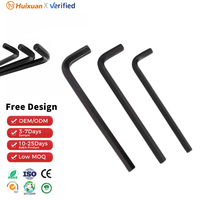 Kunci Pas Heksagonal Hitam Berlapis L-wrench Kepala Datar Metrik untuk Perakitan Furnitur, Perbaikan Bengkel, Pemeliharaan, Peralatan Perkakas