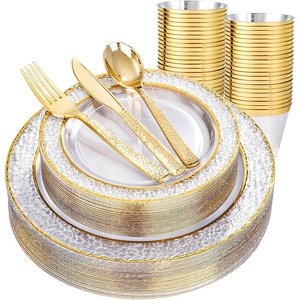 Platos Desechables de PS en Color Personalizado de 7 y 10 Pulgadas con Borde Dorado, al por Mayor con Empaque Personalizado para Eventos - Product Image 2