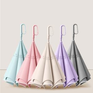 Ombrello parasole a doppio strato di qualità migliore con striscia riflettente capovolto a goccia con impugnatura Color Match - Product Image 1