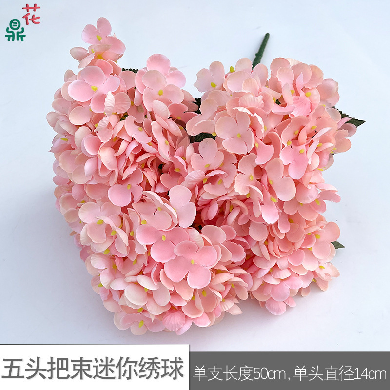 Mini bouquet d'hortensias à cinq têtes (WZT, rose foncé)
