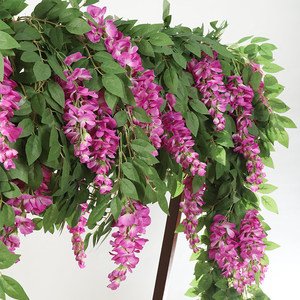 Guirlandes de glycine artificielle raffinée à double pétales en soie, plantes suspendues pour décoration de mariage et d'extérieur, décoration intérieure - Product Image 2