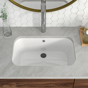 Lavabo en céramique blanc rectangulaire moderne <span class=keywords><strong>de</strong></span> 22 pouces à <span class=keywords><strong>poser</strong></span> sous le meuble pour salle <span class=keywords><strong>de</strong></span> bain domestique - Product Image 1
