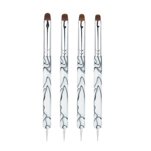 Outil de pointillage pour ongles en plastique marbré et double pinceau à gel rose, violet, noir, bleu, blanc pour la peinture acrylique - Product Image 5