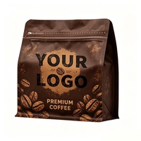 Sachet de café refermable à fond plat en aluminium de qualité alimentaire PET/PE imprimé sur mesure avec valve pour café Doypack