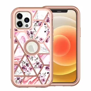 For iPhone 12 11 Xs Xr Pro Max 6 7 8 Plus Electroplating Marble Mobile Phone Case Marble Bling Glitter Phone Cover