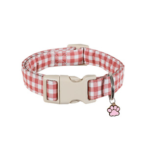 Collare per Animali Domestici <span class=keywords><strong>Luvi</strong></span> Nuovo in Nylon e Cotone Ispessito, Regolabile, con Motivo a Quadri Rosso Rosa, Semplice, per Gatti e Cani - Product Image 4