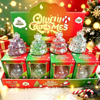 Jouets Mochi Squishy en TPR à paillettes de Noël, lumineux, élastiques, anti-stress, jouets sensoriels unisexes pour tous les âges, cadeaux de fête