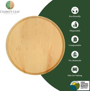 Charity Leaf - Bandejas Redondas Desechables <span class=keywords><strong>de</strong></span> Hoja <span class=keywords><strong>de</strong></span> Palma <span class=keywords><strong>de</strong></span> 13 Pulgadas, 10 Piezas, Platos <span class=keywords><strong>de</strong></span> Servir Tipo Bambú, Tablas Desechables, Ecológicas - Product Image 3