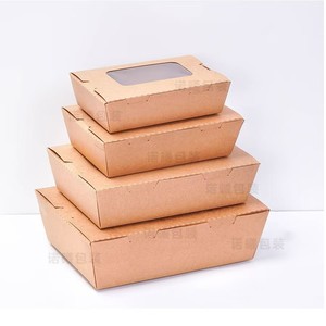 Caja de Papel Kraft Desechable <span class=keywords><strong>para</strong></span> Alimentos con Ventana Transparente y Laminado Mate Resistente <span class=keywords><strong>al</strong></span> Aceite, Logotipo Personalizado <span class=keywords><strong>para</strong></span> Ensaladas/Sushi/Pollo Frito - Product Image 2