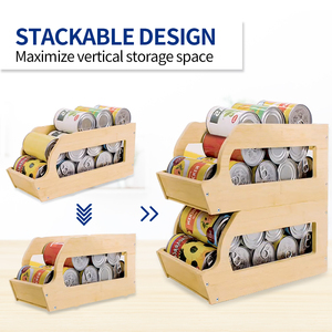 Youlike Soda Can Dispenser Rack Bamboo,Can Dispenser Beer Soda Storage Rack Refrigerador para despensa Gabinete <span class=keywords><strong>de</strong></span> cocina - Product Image 5