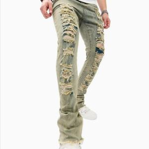 Vente en gros d'usine, jeans confortables pour hommes, pantalons décontractés, denim uni, technique de lavage foncé pour toutes les saisons - automne, hiver, été - Product Image 4