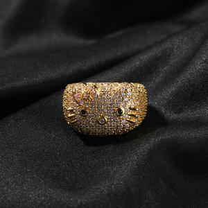 Dropshipping Luxe Iced Out Kattenring voor Dames en Heren, Modieuze <span class=keywords><strong>Ring</strong></span>, Diamant Hip Hop Bling Statement Sieraden - Product Image 3