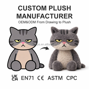 Produttore di <span class=keywords><strong>Peluche</strong></span> Personalizzati OEM ODM, Giocattoli in <span class=keywords><strong>Peluche</strong></span> a Forma di Gatto <span class=keywords><strong>da</strong></span> Disegno a Prodotto Finito, Animali di <span class=keywords><strong>Peluche</strong></span> Personalizzati per Promozione del Marchio - Product Image 1