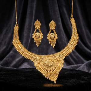 Collares de Oro Laminado de 14K, 18K, 24K al por Mayor, Conjunto de Joyería con Diseño Floral Tradicional, Collares de Moda Chapados en Oro sobre Latón. - Product Image 2