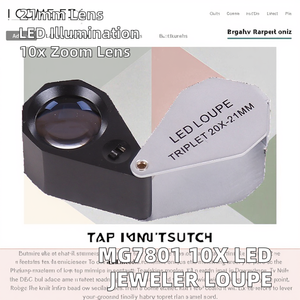 Tasa MG7801 21mm Lupa de joyero de vidrio 10X LED Luz UV Triplete Probador de diamante Lupa de garantía de 3 años - Product Image 2
