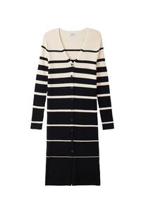 Abbigliamento Invernale Donna 2026 Taglie Forti, Abito Cardigan a Maglia a Righe - Vestito Midi Aderente <span class=keywords><strong>con</strong></span> Scollo a V e Bottoni sul Davanti <span class=keywords><strong>con</strong></span> <span class=keywords><strong>Spacco</strong></span> <span class=keywords><strong>Laterale</strong></span> per Taglie Curvy - Product Image 6