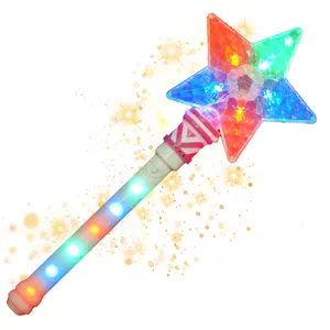 Волшебная палочка с пятиконечными звездами для девочек, игрушка, волшебная палочка со светодиодной подсветкой, палочка со звездами