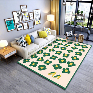 EiffelHome - Alfombra de Imitación de Cachemira, Estilo Moderno y Sencillo, Lavable a Mano, Diseño Floral a Cuadros, Base Antideslizante, Plana - Product Image 1