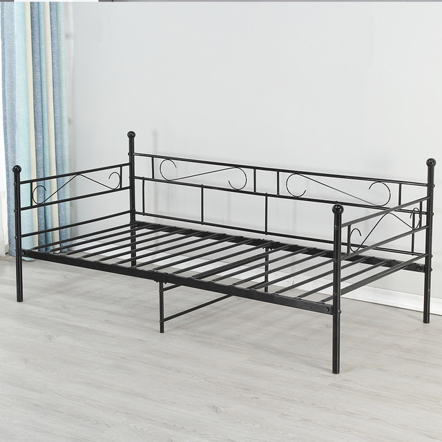 Modern Design Style Black Metal Iron Bunk Double Bed Frame with Panel Box New Style and Functionality