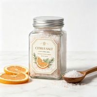 Étiquettes personnalisées en rouleau avec illustration de citron, sel et herbes en feuille d'or, autocollantes pour l'emballage de bouteilles d'assaisonnements