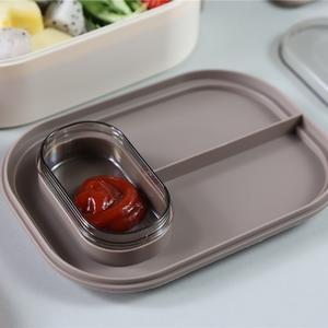 Boîte à bento en acier inoxydable à deux niveaux avec compartiment, boîte à lunch étanche pour enfants, étudiants, travailleurs, extérieur, ensemble de contenants de stockage alimentaire - Product Image 4