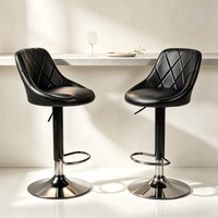 Tabourets de bar pivotants en cuir PU noir, réglables avec vérin à gaz, base métallique pour îlot de cuisine et comptoir – Vente en gros